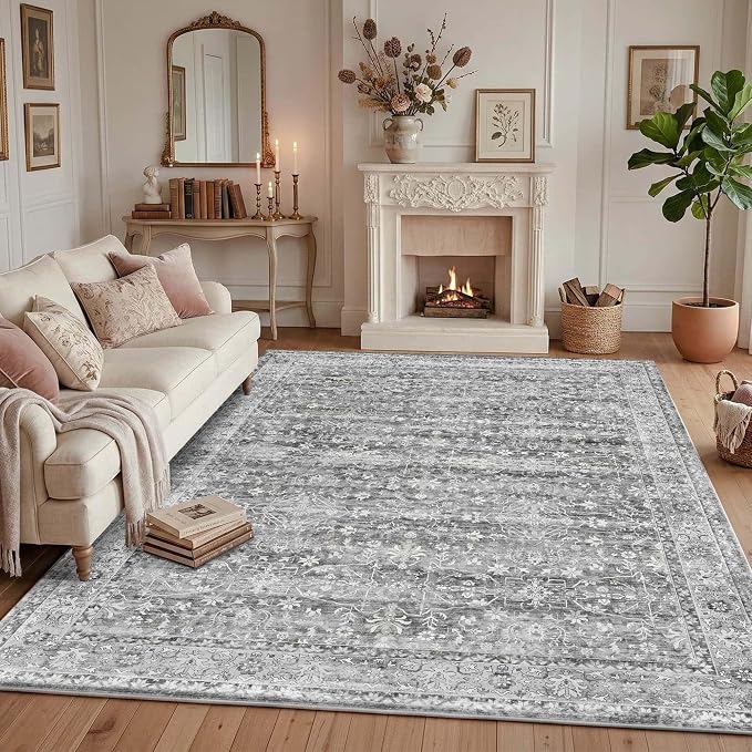 Latte&Fog 8x10 Area Rugs for Living Room Netural Washable Large Grey Rugs | for - Image 2