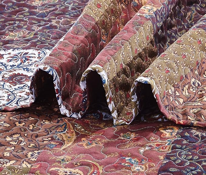 SLPR - Red Riches Patchwork Quilt Set, Fall Bedding, Twin - Image 3