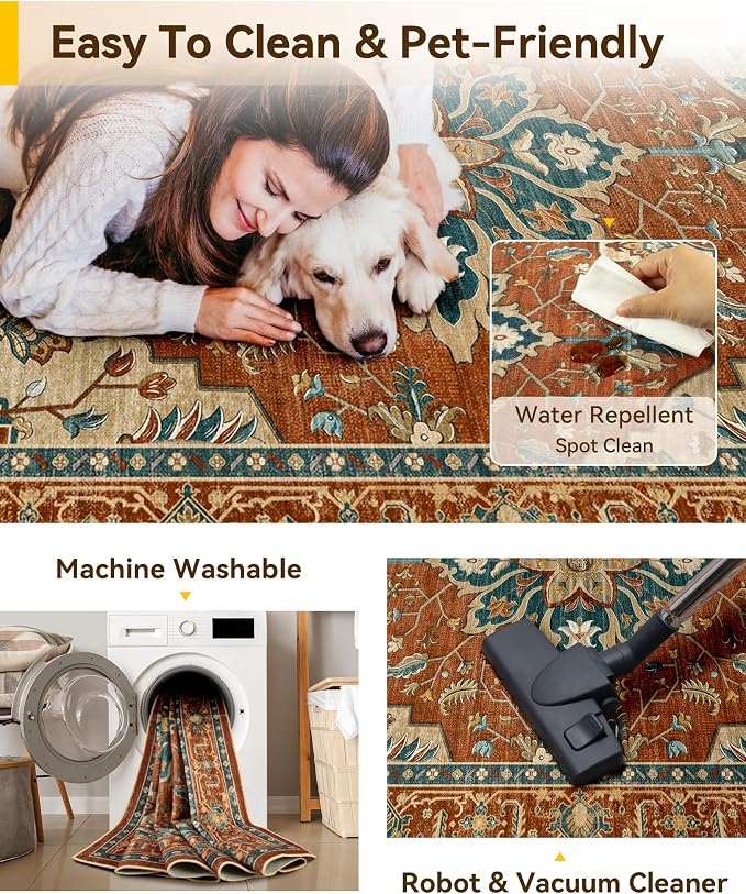 RELEANY Washable Area Rug, Runner 2'x6', Water Repellent, Pet Friendly - Image 6