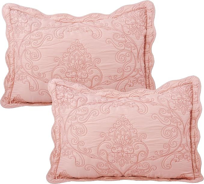 Home Soft Things Damask 4 Piece Bedspread Set, Scalloped Edge Reversible - Image 3