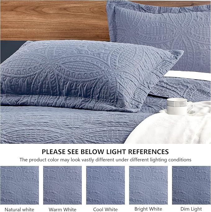 Love's cabin King Size Quilt Set Blue Bedspreads - Image 5