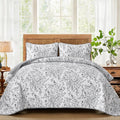 WONGS BEDDING Botanical Quilt King Size, 3 Pieces Bedspread Set, Microfiber by WONGSBEDDING