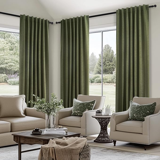 Topfinel Extra Long 132 Inch Olive Green Curtains 2 Panels Set - Image 4