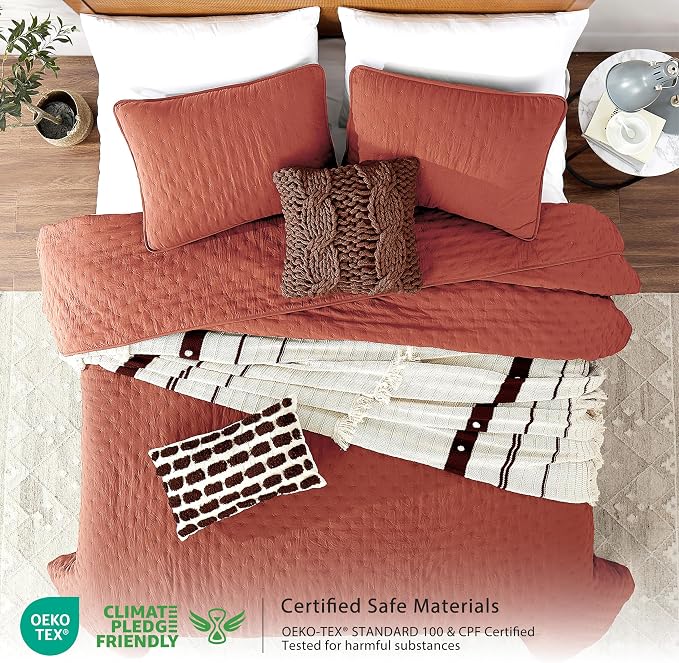 ROARINGWILD Burnt Orange Quilt Sets Queen Size - Image 2