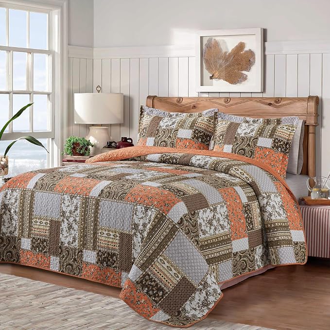 BEDIFANY Cotton California King Quilt, 100% Cotton Cover Fall Bedspread | - Image 8