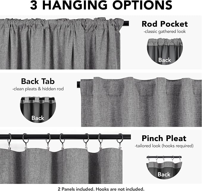 Deconovo Faux Linen 100% Blackout Curtains - Image 4