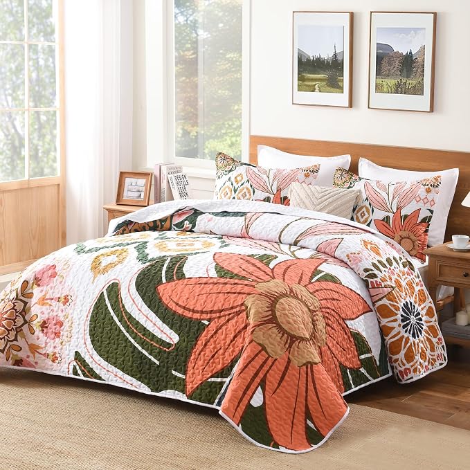 Quilt King Size, Reversible Polyester Coverlet Set by Andency