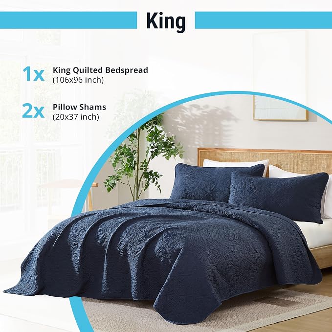 HLC.ME Lorenzo - 3 Piece Lightweight Bedspreads King Size - Image 3