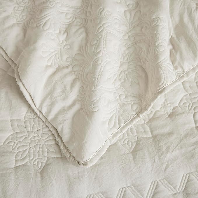 B2EVER Boho Light Beige Quilt Queen Size Bedding Sets - Image 6