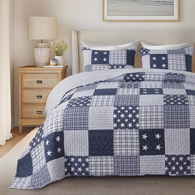 SLPR - Americana Patriotic Quilt Set, Star Bedding, Twin - Image 2