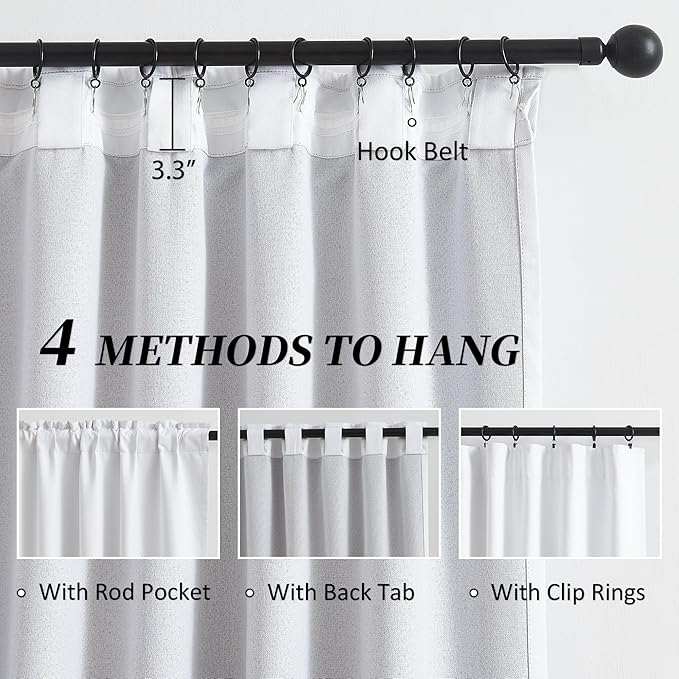 White Linen Full Blackout Curtains - Image 3