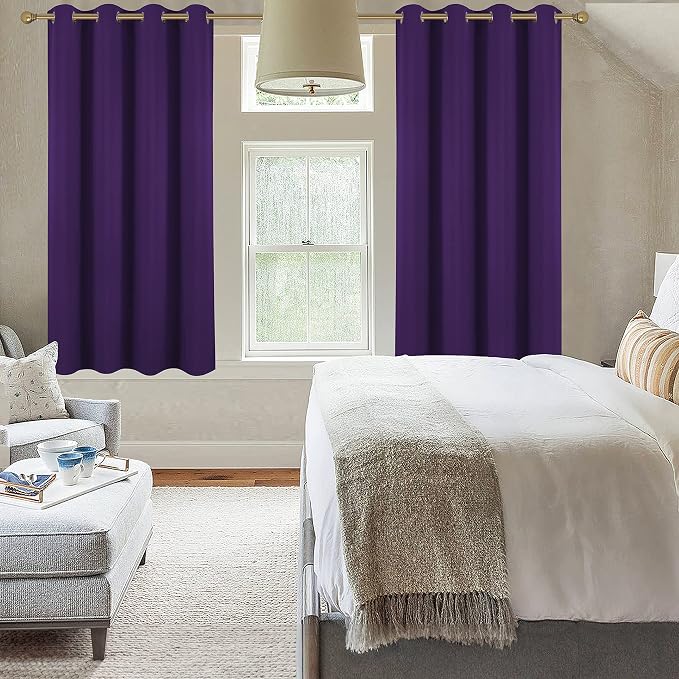 Diraysid Purple Grommet Blackout Curtains - Image 4