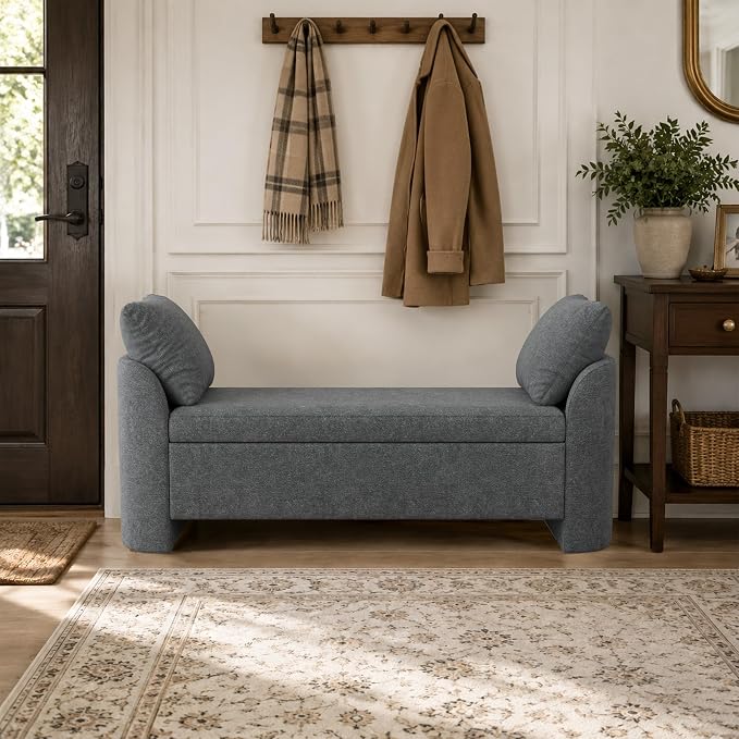 Usaint 58.3" Upholstered Storage Ottoman Bench - Image 7
