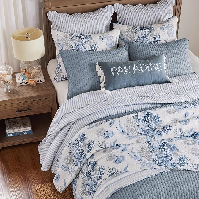 Levtex Home - Cross Stitch Chambray Quilt Set - Full/Queen Quilt + Two Standard - Image 8