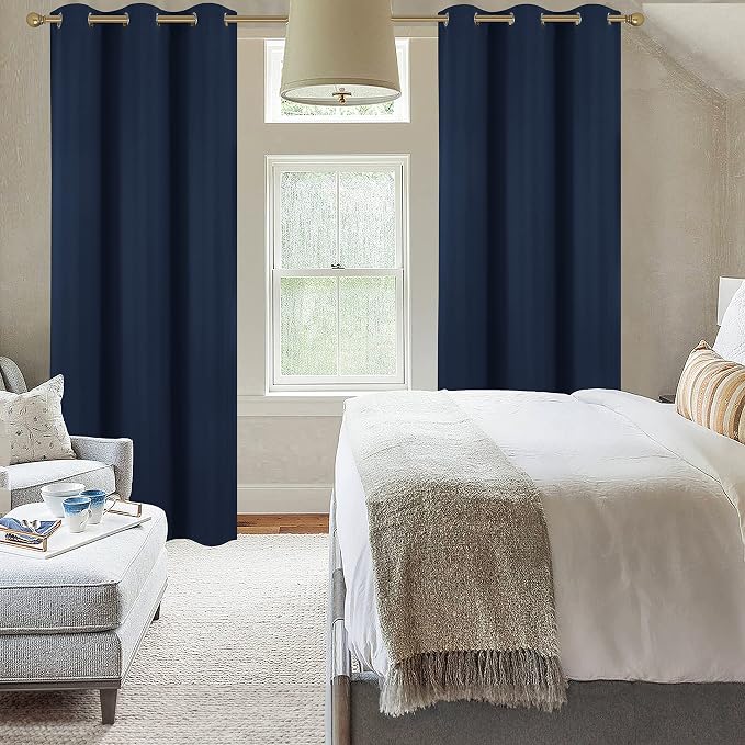 Diraysid Navy Blue Grommet Blackout Curtains - Image 4