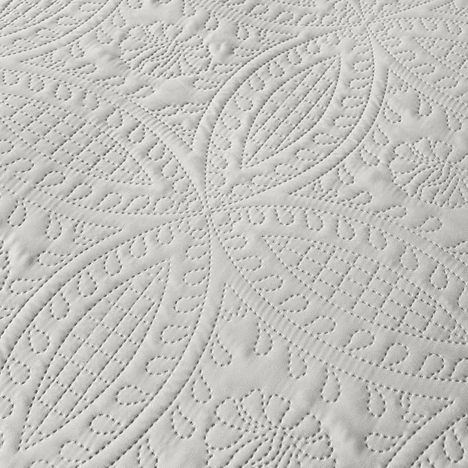 akkialla King Size Quilt Set, Light Grey Ultrasonic Bedspread, Lightweight Soft - Image 7