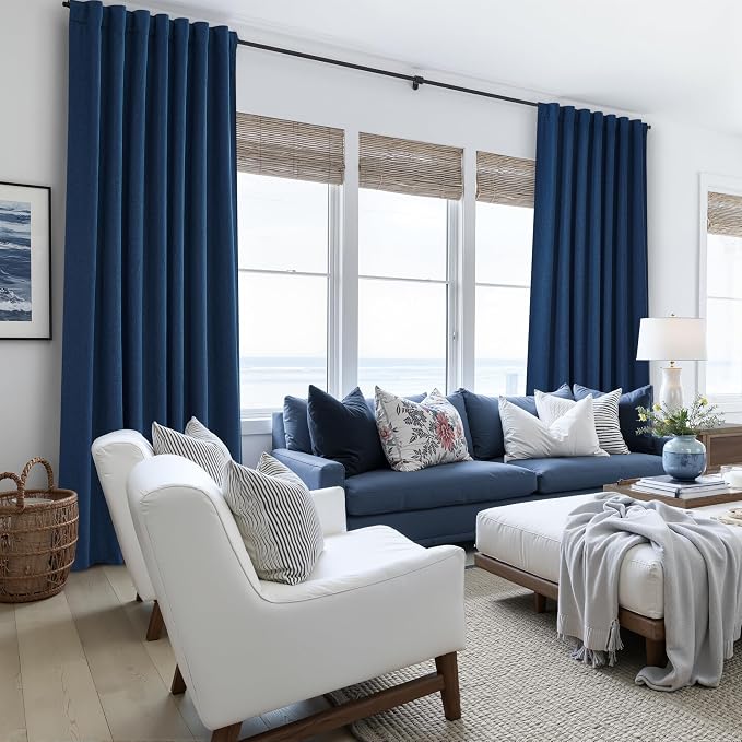 Navy Blue Blackout Curtains 120 Inch Length - Image 6