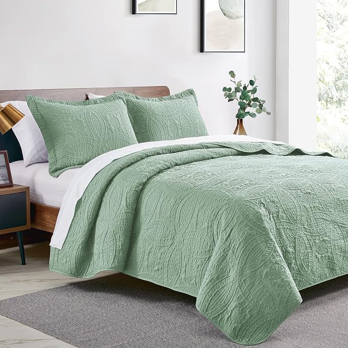 Love's cabin Quilts for Queen Bed Sage Bedspreads - Image 2