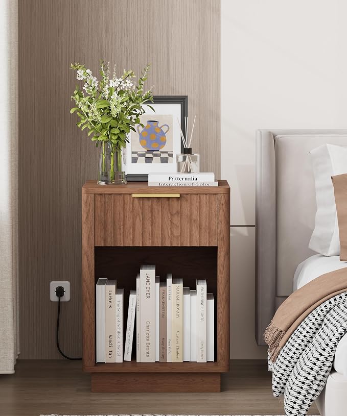 Akxomel Fluted Nightstand Set 2 Bedside Table - Image 5