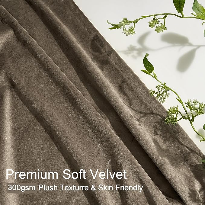 Velvet Blackout Curtains 96 Inch Long, Room Darkening Soundproof Floor to - Image 3