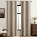 100% Blackout Curtains 86 Inch Length 2 Panels Set Farmhouse Style by QJMYDECO