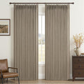 Oak Taupe Thick Linen Dual Layer Classroom Curtains 86 Inches Long 2 Panels Set by PleatedDrapes