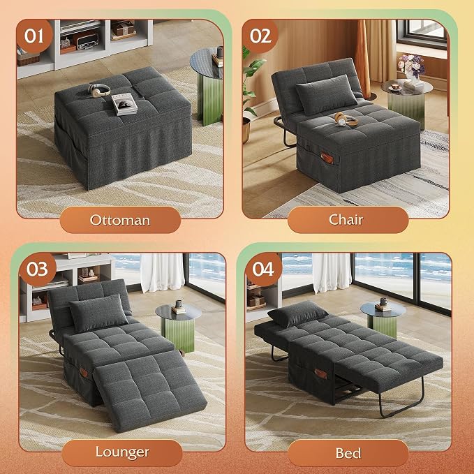 WLIVE Folding Ottoman Bed, Sleeper Chair, 4-in-1 Multi-Function, Convertible - Image 5