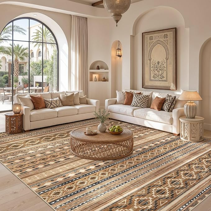cotiled Boho 7x9 Area Rug for Living Room: Large Moroccan Washable Rug | Solve - Image 5