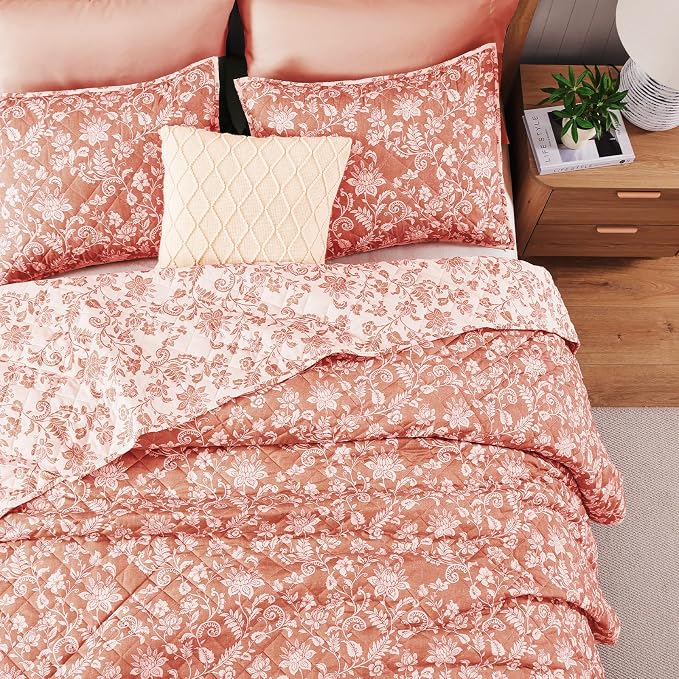 Twin/Twin XL Quilt Set-2 Pieces Soft Bedding Floral Reversible Coverlet | All - Image 5