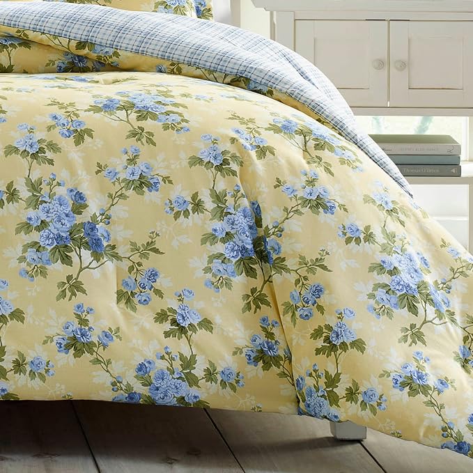 Laura Ashley - King Comforter Set, Cotton Reversible Bedding, Includes Matching - Image 3