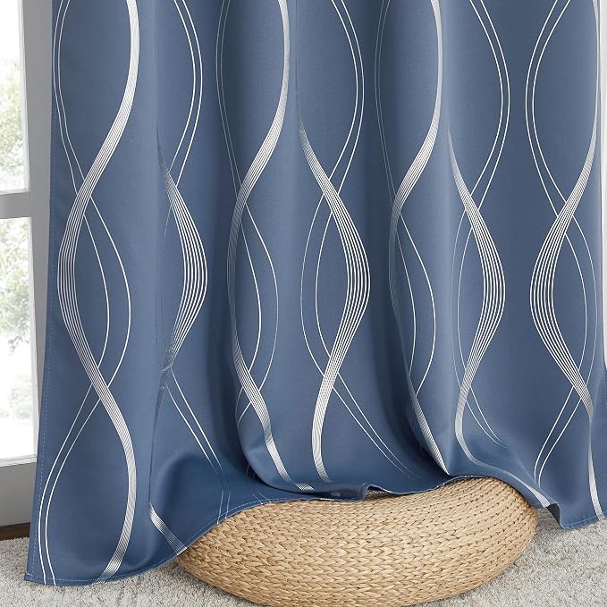 NICETOWN Stone Blue Decorative Curtains Blackout 84 inch Length | - Image 8
