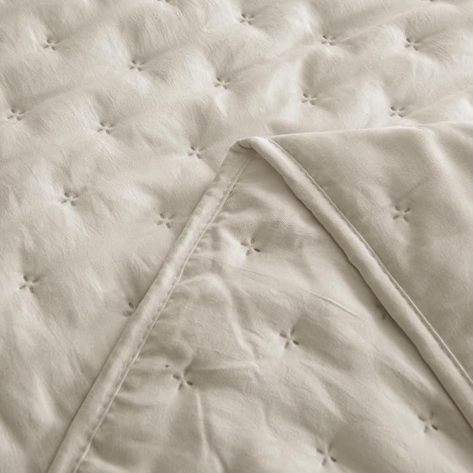 ROARINGWILD Beige Oversized California Cal King Size Quilt Bedding Set - Image 6