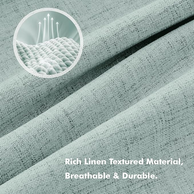 MIULEE 100% Blackout Linen Curtains 42 x 96 Inch Seafoam Green 2 Panels | - Image 3