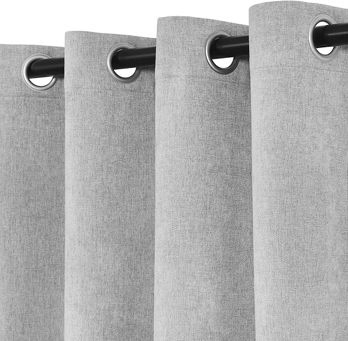 Macochico Extra Wide 100% Blackout Chenille Curtains 100" Wx102 L Thermal Curtains for Sliding Door Room Divider Living Room Bedroom Hotel Apricot Grey Blackout Curtains Grommet with Tieback 1 Panel