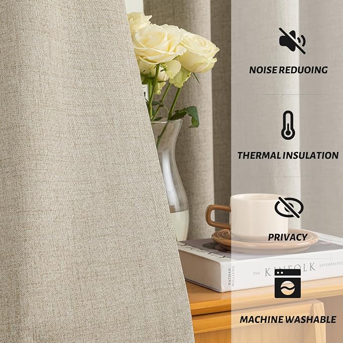 Yakamok Natural Linen Textured Curtains 72 Inches Long - Image 5
