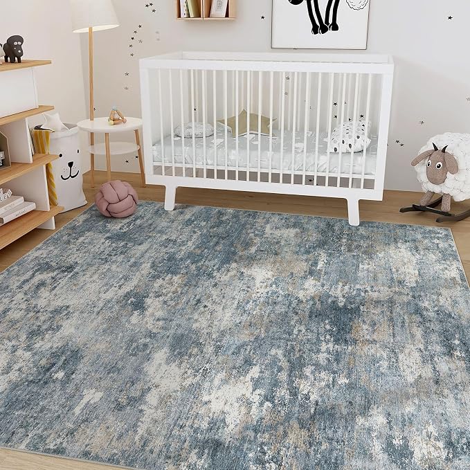 Nakagishi Boho 5x7 Area Rug Living Room Rugs Machine Washable Blue | Soft - Image 6