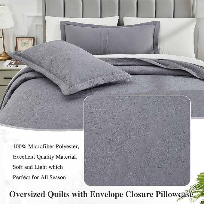 Oversized King Bedspreads 128x120, California King Quilt Sets, Extra Wide Large - Image 6