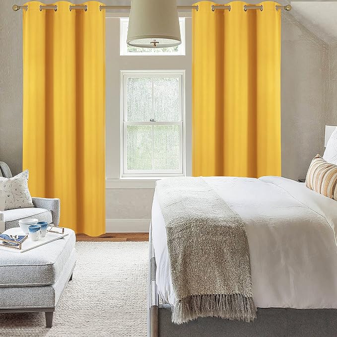 Diraysid Yellow Grommet Blackout Curtains - Image 4