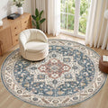 cotiled 8ft Round Living Room Area Rug, Traditional, Vintage Blue | Soft by COTILED