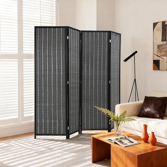 FDW Bamboo Room Divider Folding Privacy Screen 4 Panel 70 Inches High 17 Inches - Image 2