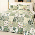 Cmfshape Summer Floral Oversized King Quilted Bedspread, Romantic Green Quilt by cmfshape-quiltset
