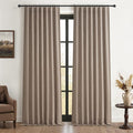 Dark Flax 100% Blackout Linen 60 Inch Extra Wide Bedoom Large Curtain 84 Inches by QJMYDECO