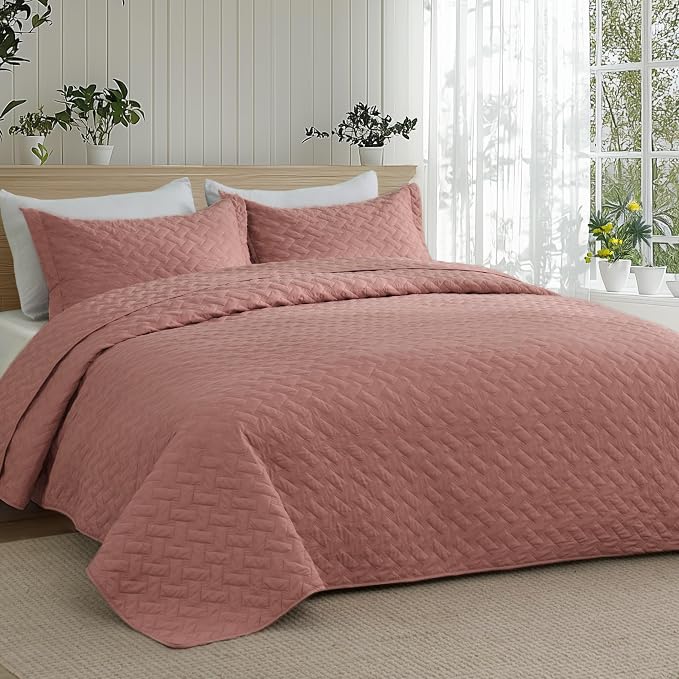 Bedsure Twin Size Quilt, Lightweight Comforter Set, Basket Weave, All-Season - Image 4