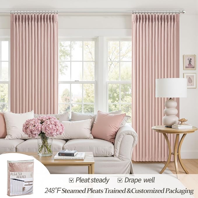 Light Pink Extra Long Floor to Ceiling Curtains 108 Inches Long - Image 6
