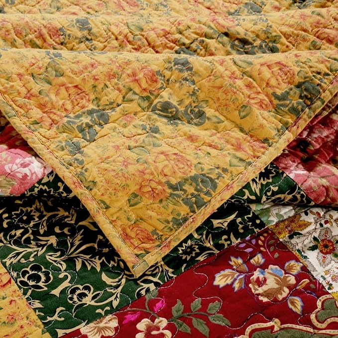 Greenland Home Antique Chic 100% Cotton Authentic Patchwork Quilt Set, 5-Piece - Image 3