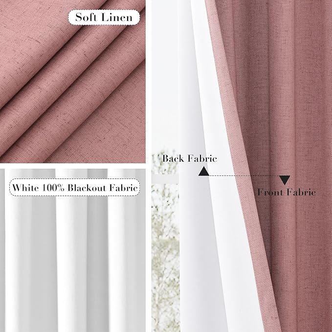 Joywell 100% Blackout Linen Curtains 108 Inch Long - Image 5