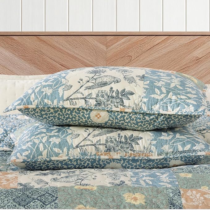 Oversized Queen Quilt Set-3 Pieces Soft Bedding Floral Patchwork Coverlet | All - Image 5