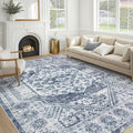 cotiled 9x12 Area Rug for Living Room, Traditional, Distressed Blue by COTILED