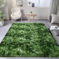 Fluffy Moss Green Rugs for Living Room 5x8, Modern Bedside Carpets, Plush by PAGISOFE