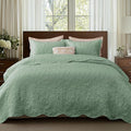 Bedsure King Size Quilt Bedspread, Thin Comforter, Sage Green Leaf Coverlet | by Unknown